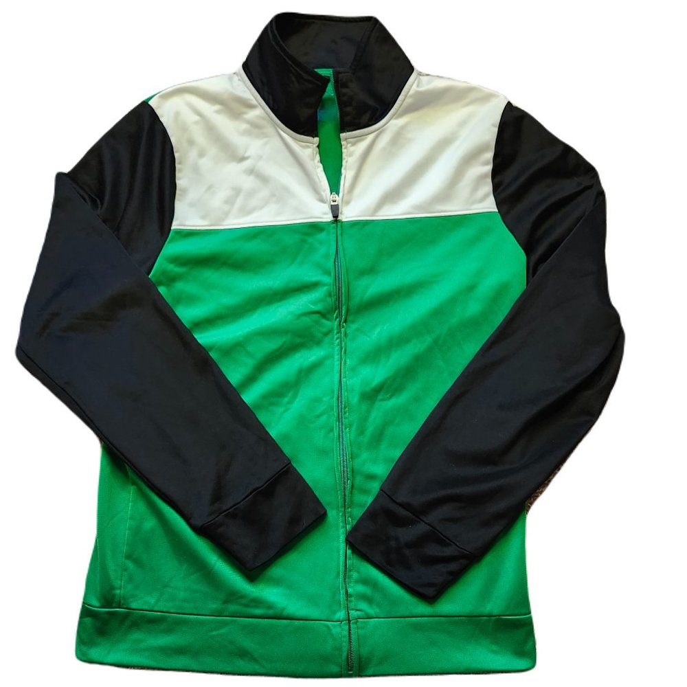 City Streets Full-Zip Lightweight Colorblock Green & Black Jacket Men's Medium